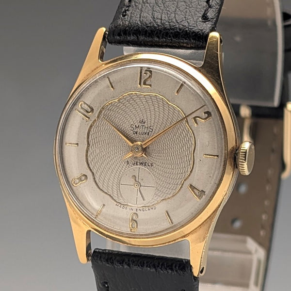 1950s British Vintage Smith Wristwatch SMITH DeLux AB331 15 jewels mechanical Denison case in good working condition